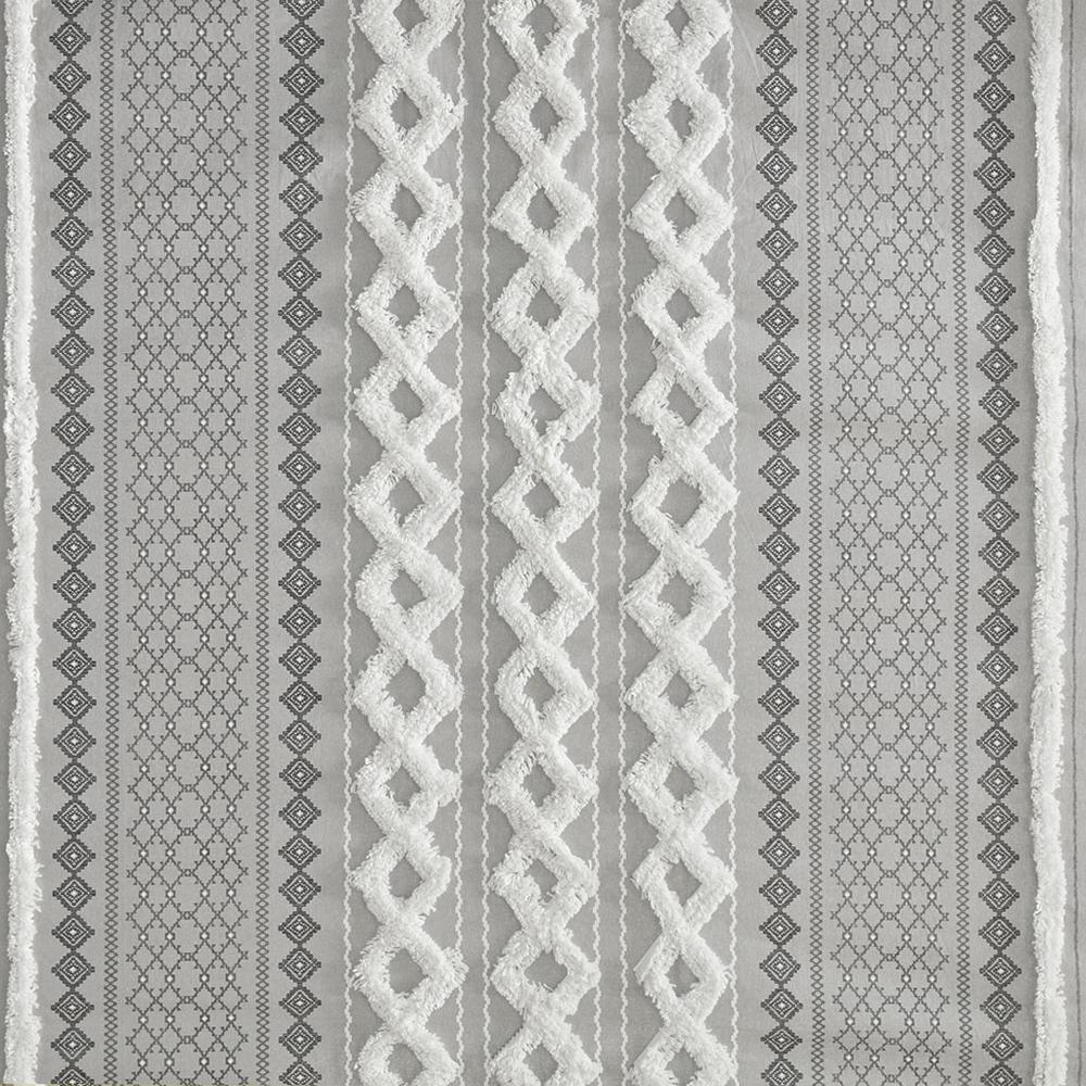 Chic Grey Aztec Print Cotton Chenille Shower Curtain (72"x72")