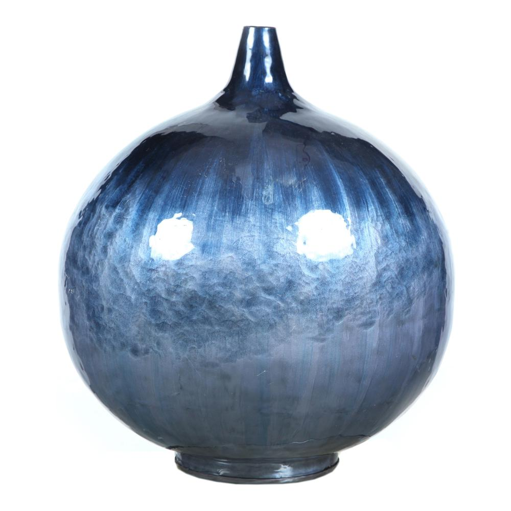 Chic Blue Horizon Iron Vase (17")