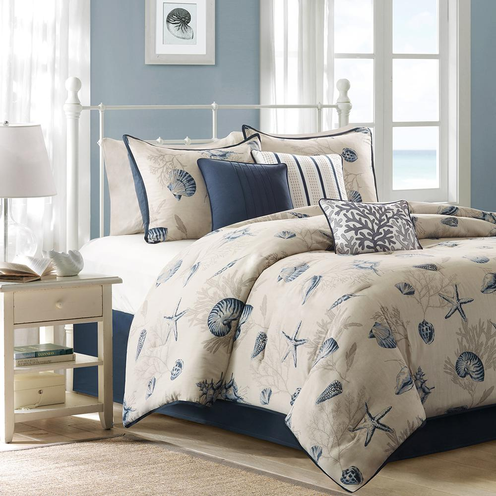 Seaside Inspired Design Cotton Comforter Set (7 Piece) Cal King