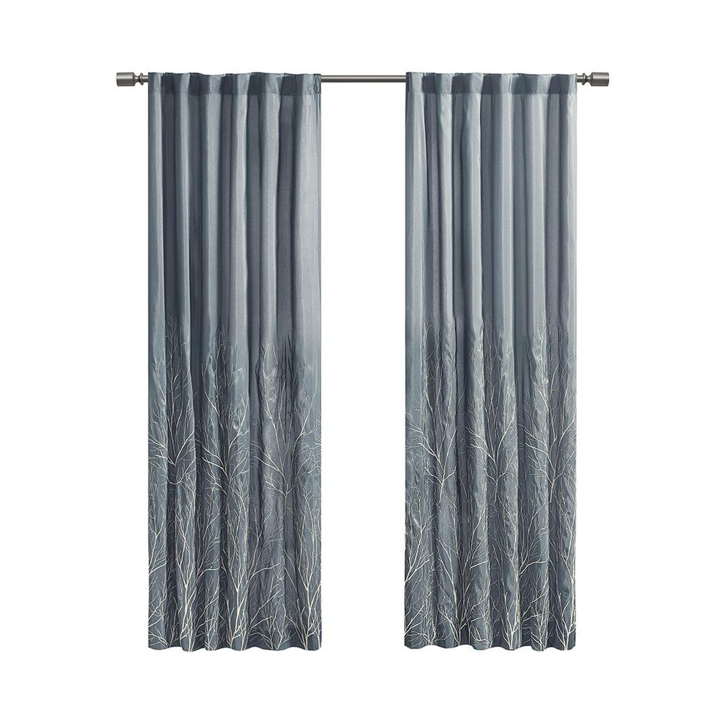 Blue - Nature's Elegance Embroidered Curtain Panel (95")