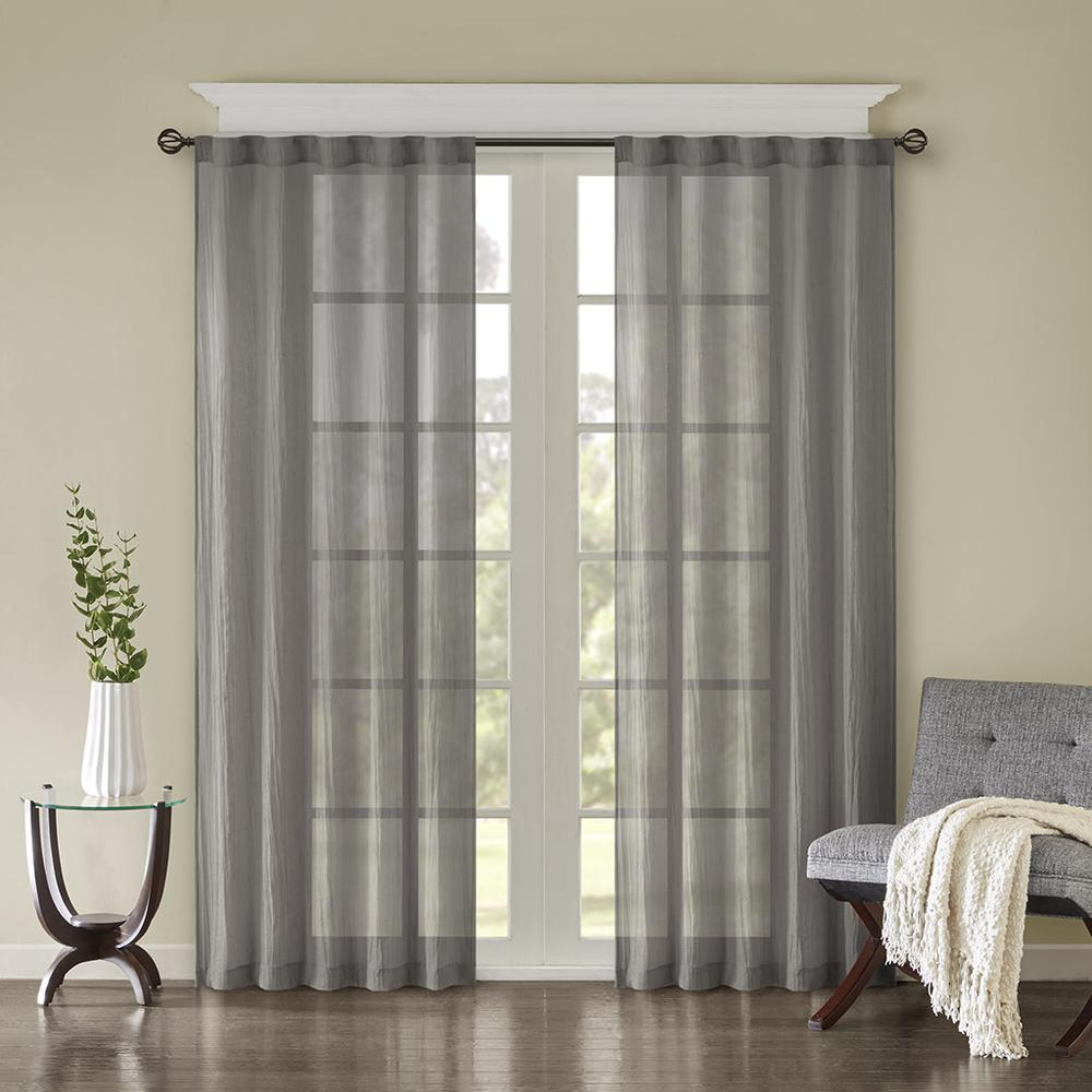 Grey - Chic Crushed Sheer Curtain Panel Pair (95")