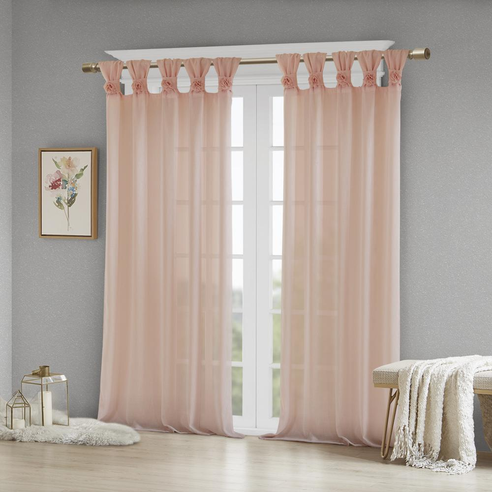 Soft Blush - Chic Blossom Cuff Tab Top Curtain Panel (84")
