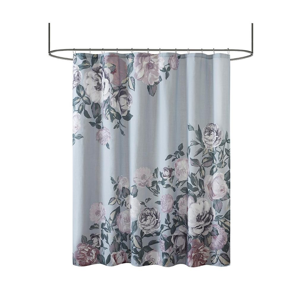 Mauve, Purple & Green - Classic Floral Essence Cotton Shower Curtain (72"x72")