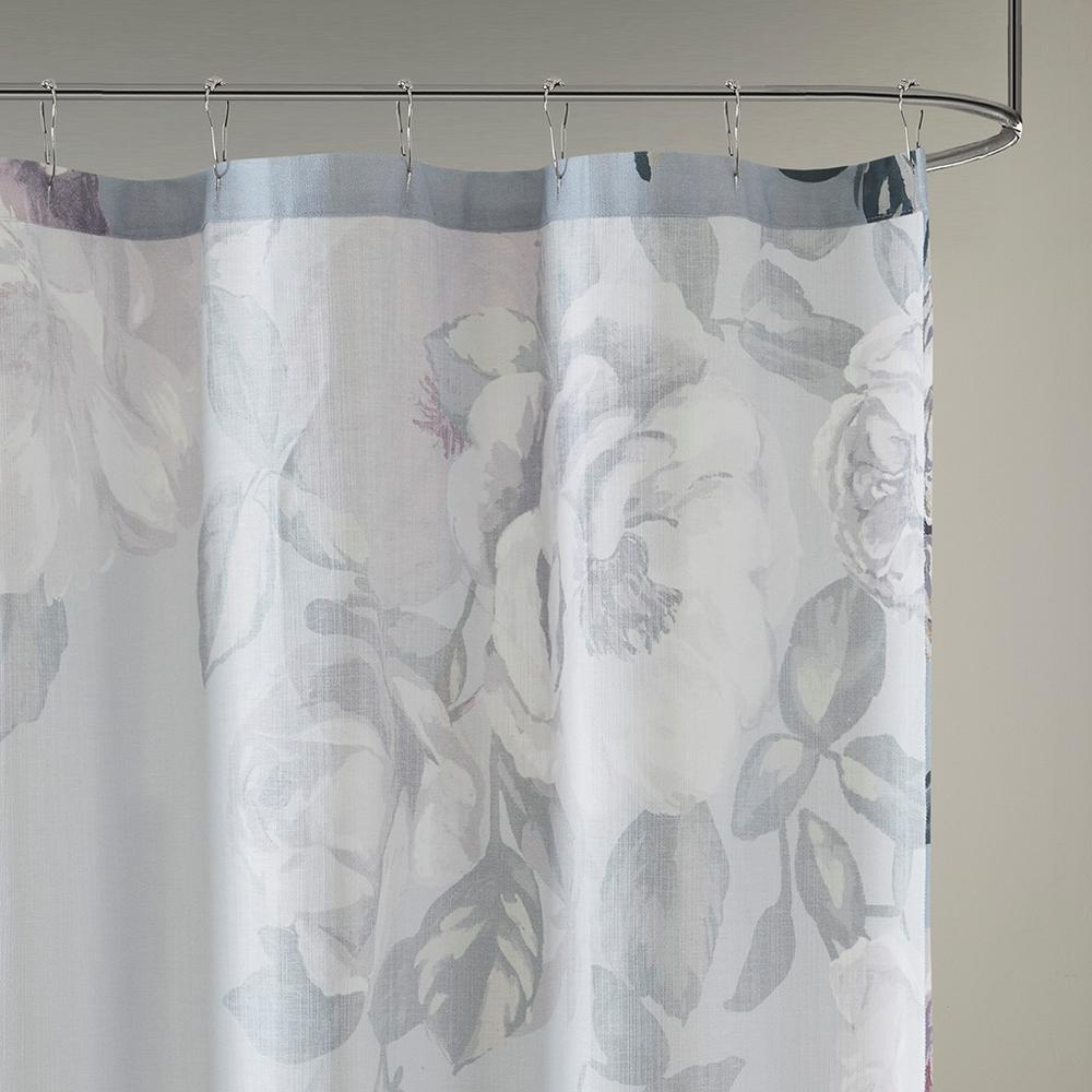 Mauve, Purple & Green - Classic Floral Essence Cotton Shower Curtain (72"x72")