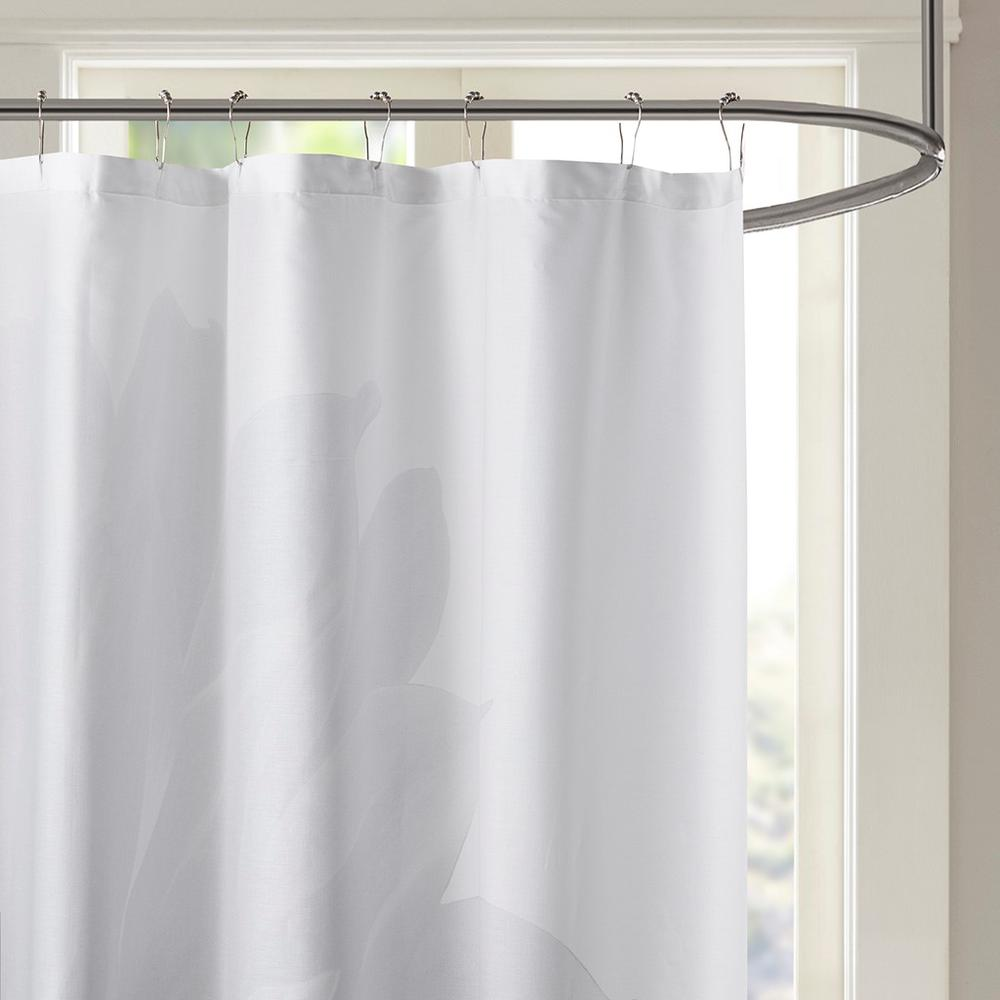 Grey - Serene Petal Cotton Shower Curtain (72"x72")