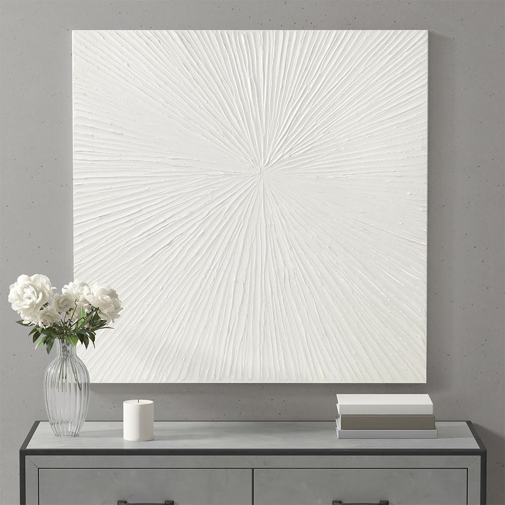 Shine Bright III, White Hand Painted Resin Wall Art (30" x 30")