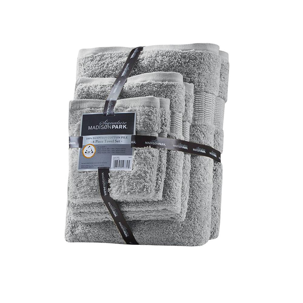 Grey - Luxurious Egyptian Cotton Bath Towel Set (6 Piece)