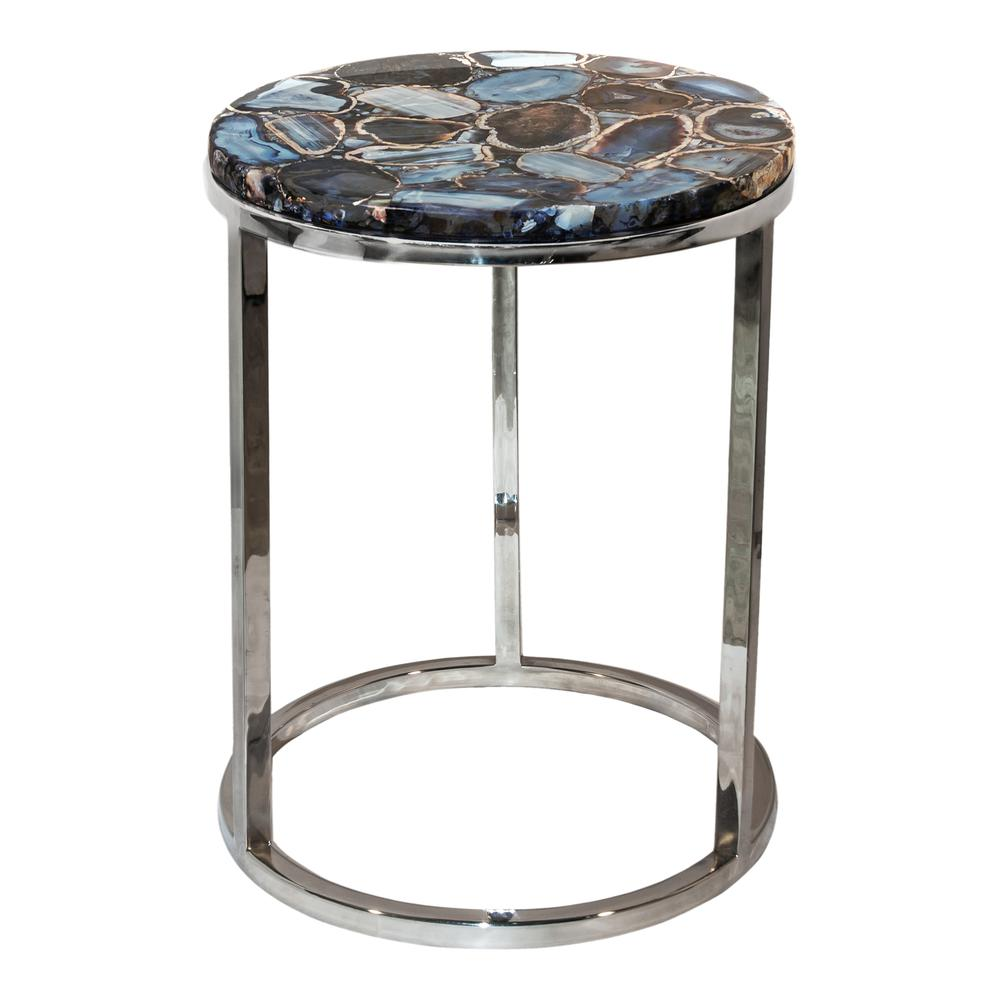 Blue/Grey/Metallic - Radiant Gemstone Accent Table (1 Pc)