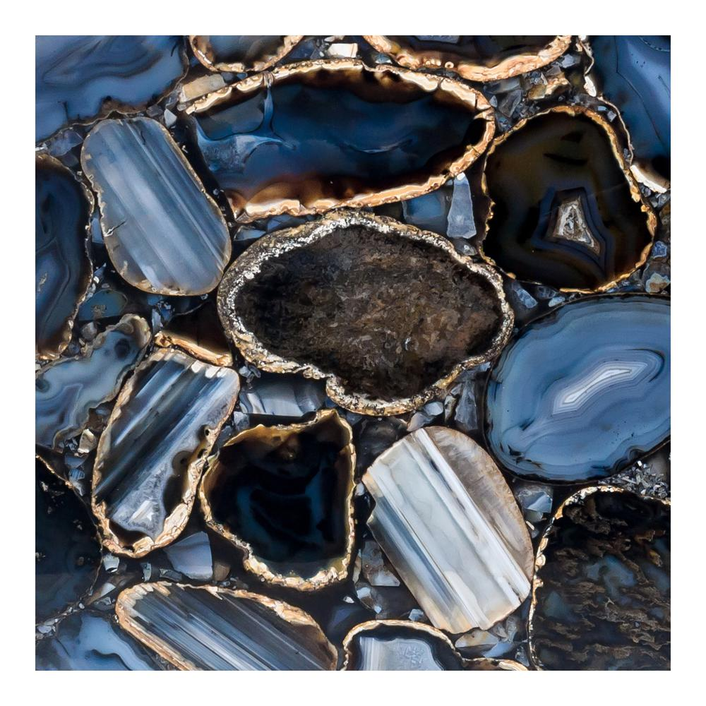 Blue/Grey/Metallic - Radiant Gemstone Accent Table (1 Pc)