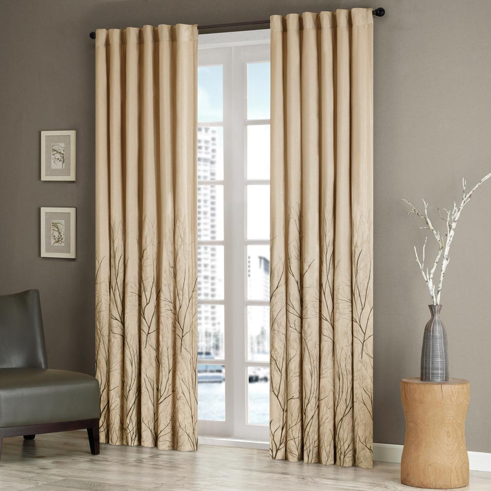 Taupe - Nature's Elegance Embroidered Curtain Panel (84")