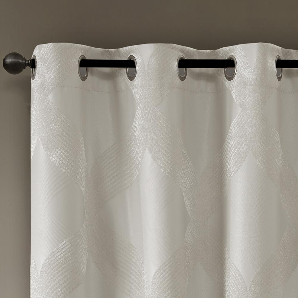 Ivory - Luxurious Ogee Jacquard Blackout Curtain Panel (84")