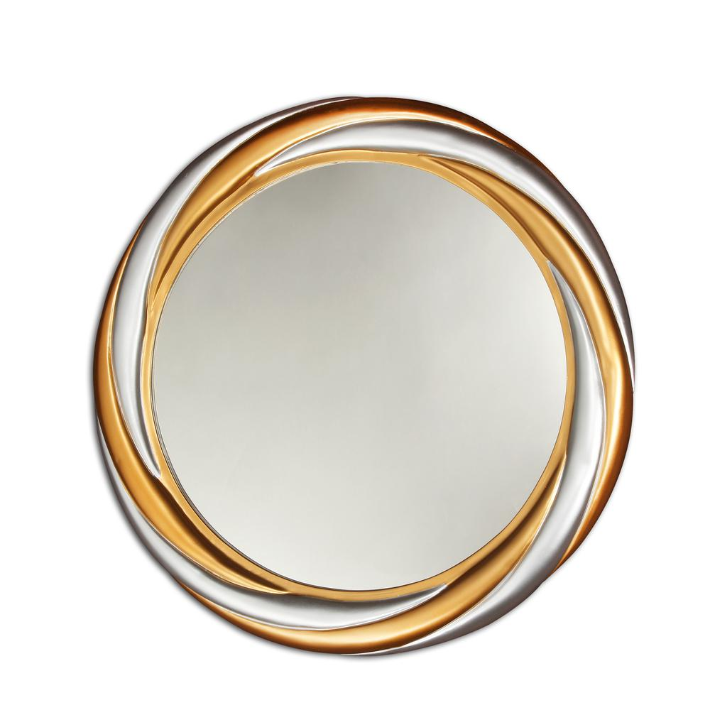 Fancy Silver & Grey Round Wall Mirror (24"x24")