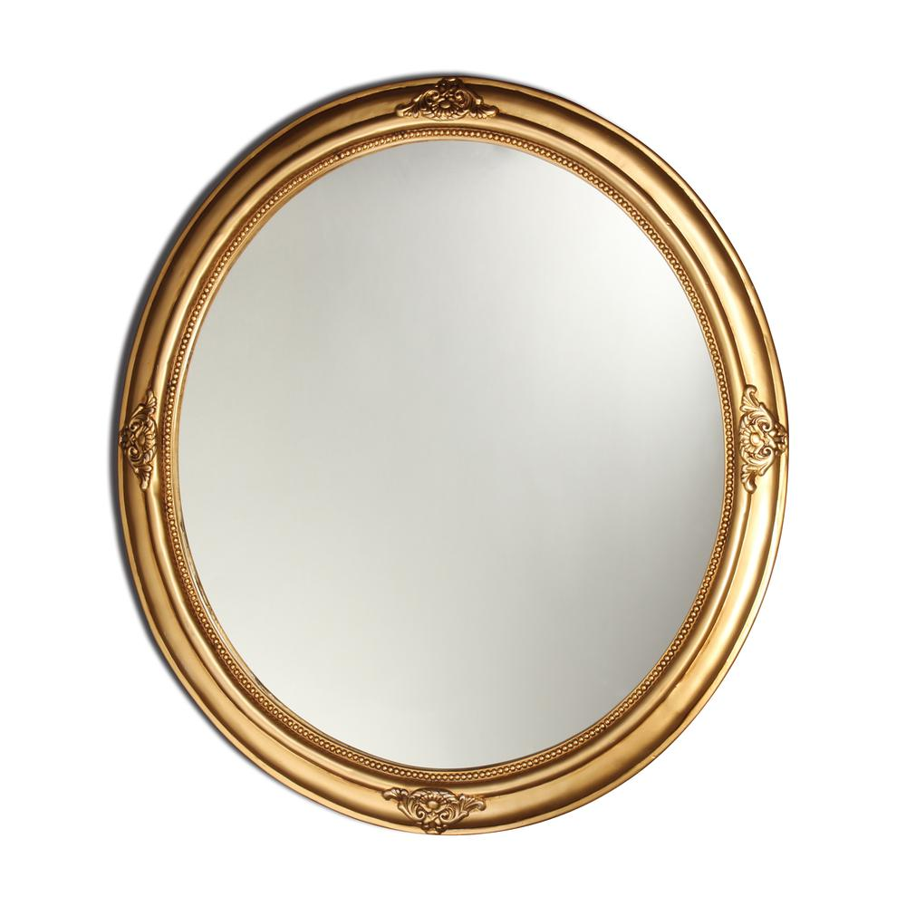 Gold - Stylish Antique Oval Wall Mirror (26"x29")