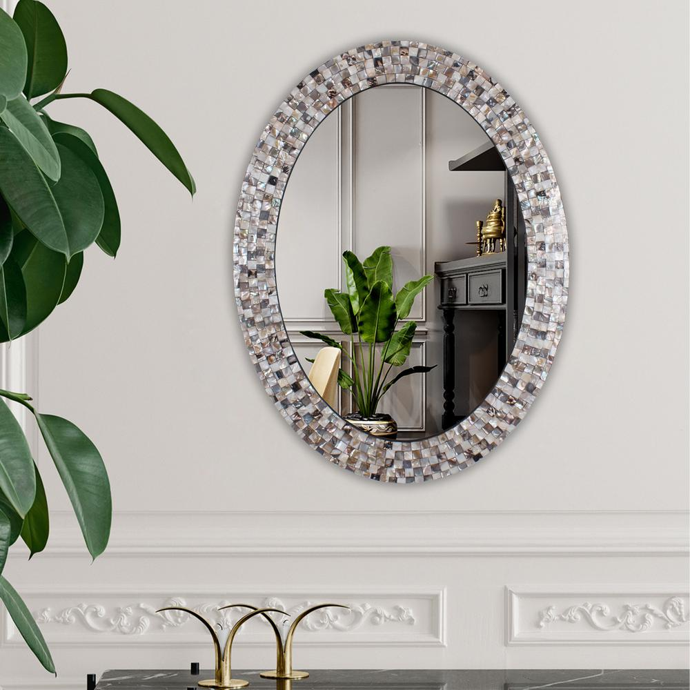 Seashell Splendor Handcrafted Oval Mirror (35" x 27")