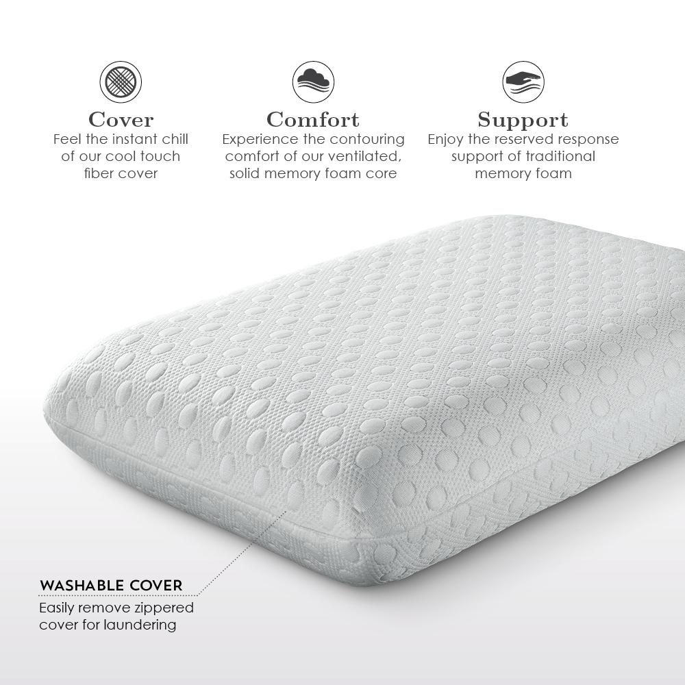 Signature Cooling Cover Memory Foam Pillow (Queen) White