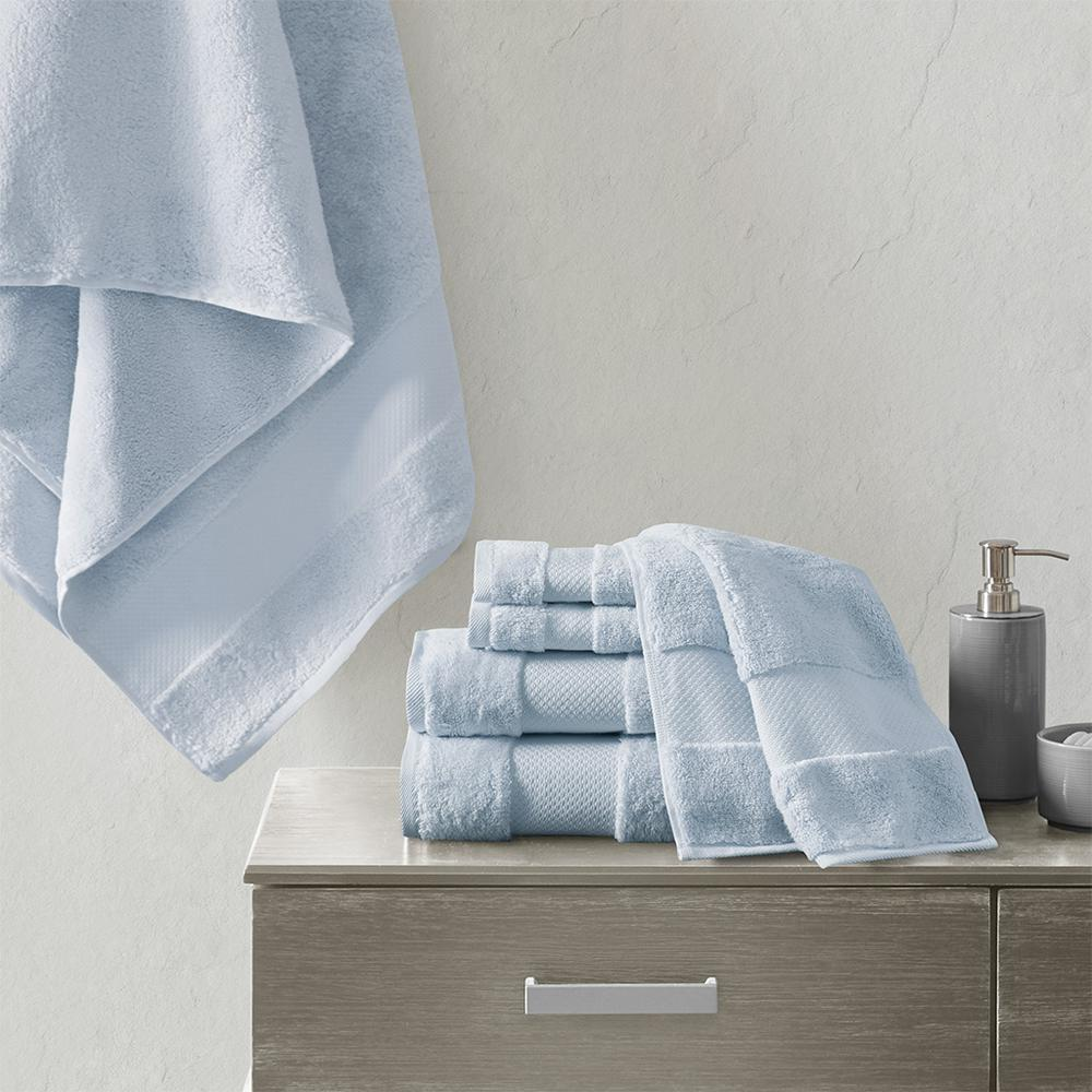 Turkish Cotton Bath Towel Set (6 Piece) Light Blue