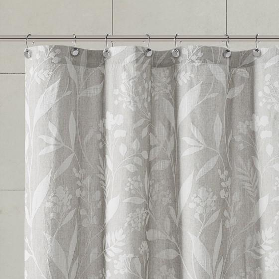 Taupe - Jacquard Botanica Cotton Shower Curtain  (72"x72")