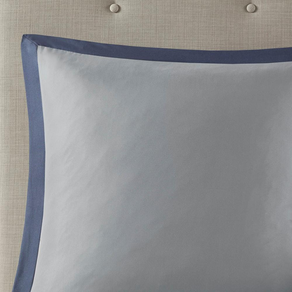 Navy, Grey & White - Contemporary Microfiber Comforter Set (8 Piece) Cal King