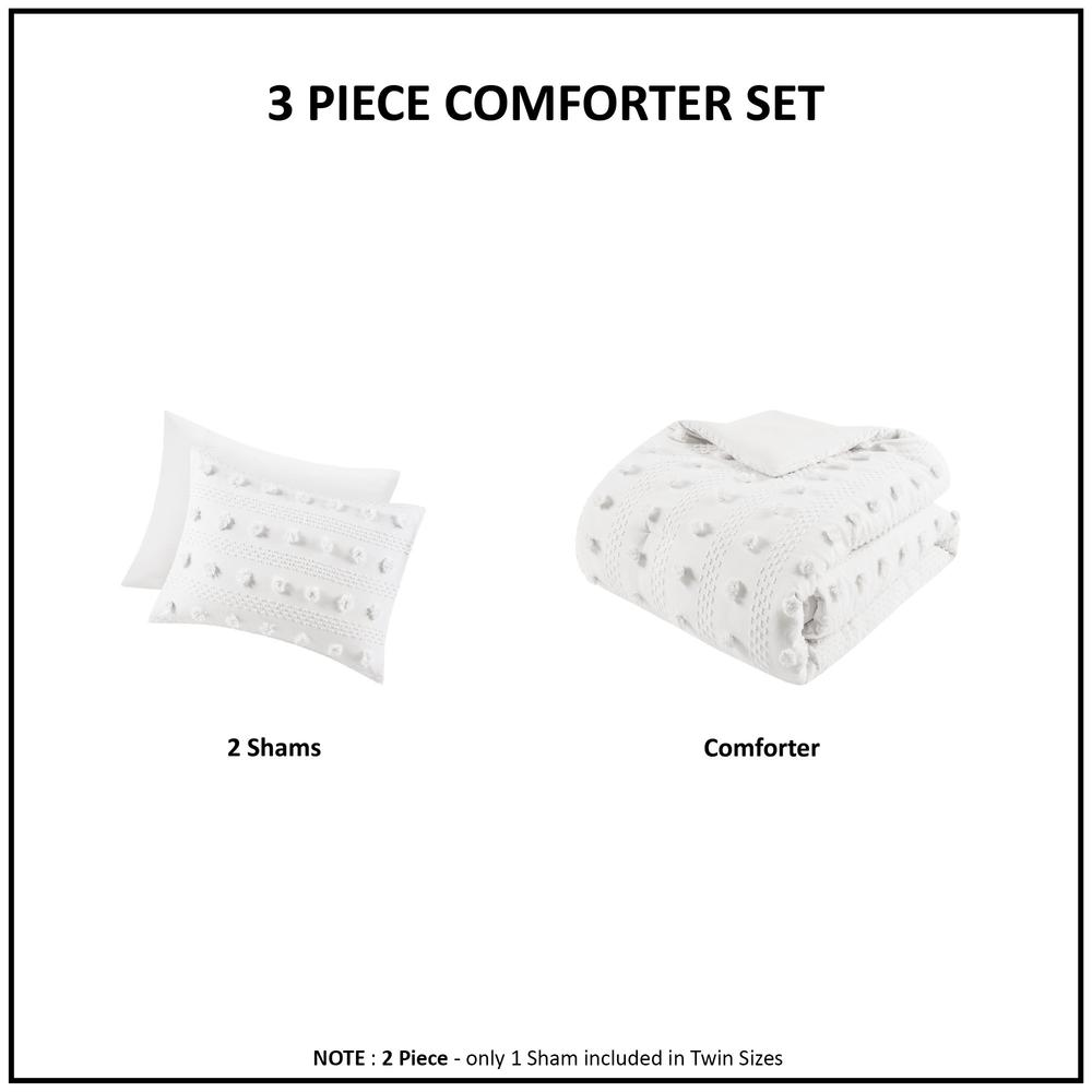 Ivory - Soothing Elegant Clip Jacquard Comforter Set (3 Piece) Twin/Twin XL