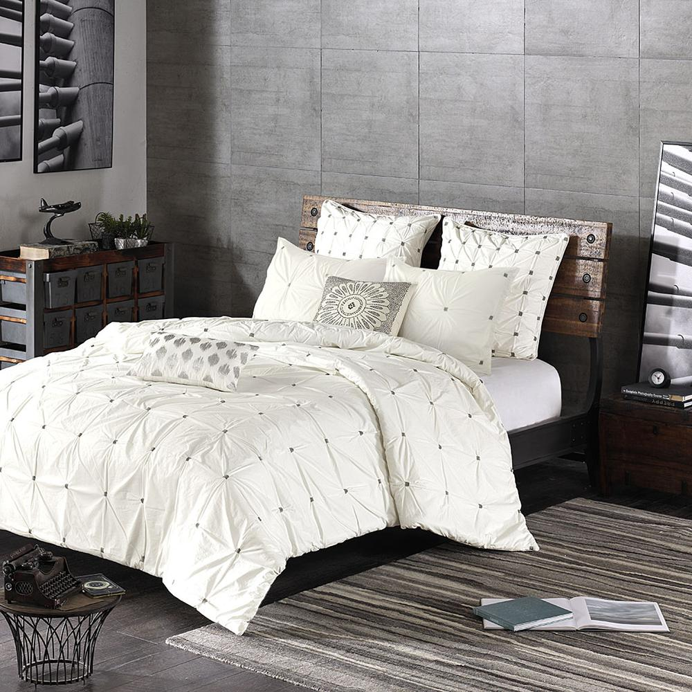 Cream - Modern Tufted-Inspired Design Cotton Comforter Set (3 Piece) Full/Queen