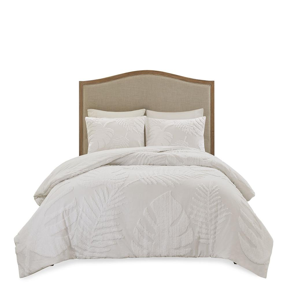Detailed Palm Design Cotton Chenille Comforter Set (3 Piece) King/Cal King