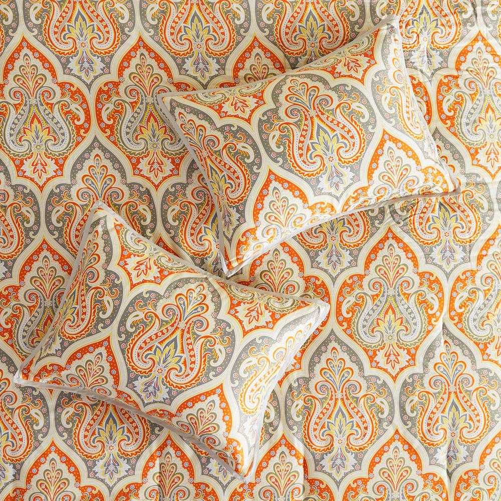 Zesty Orange Cotton Comforter Set (5 Piece) Queen