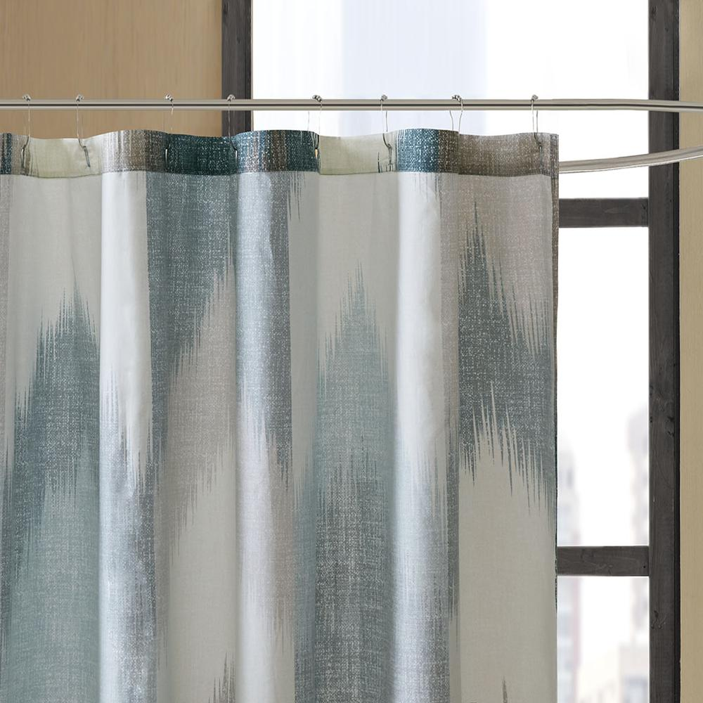 Trendy Aqua Grey Cotton Printed Shower (72"x72")