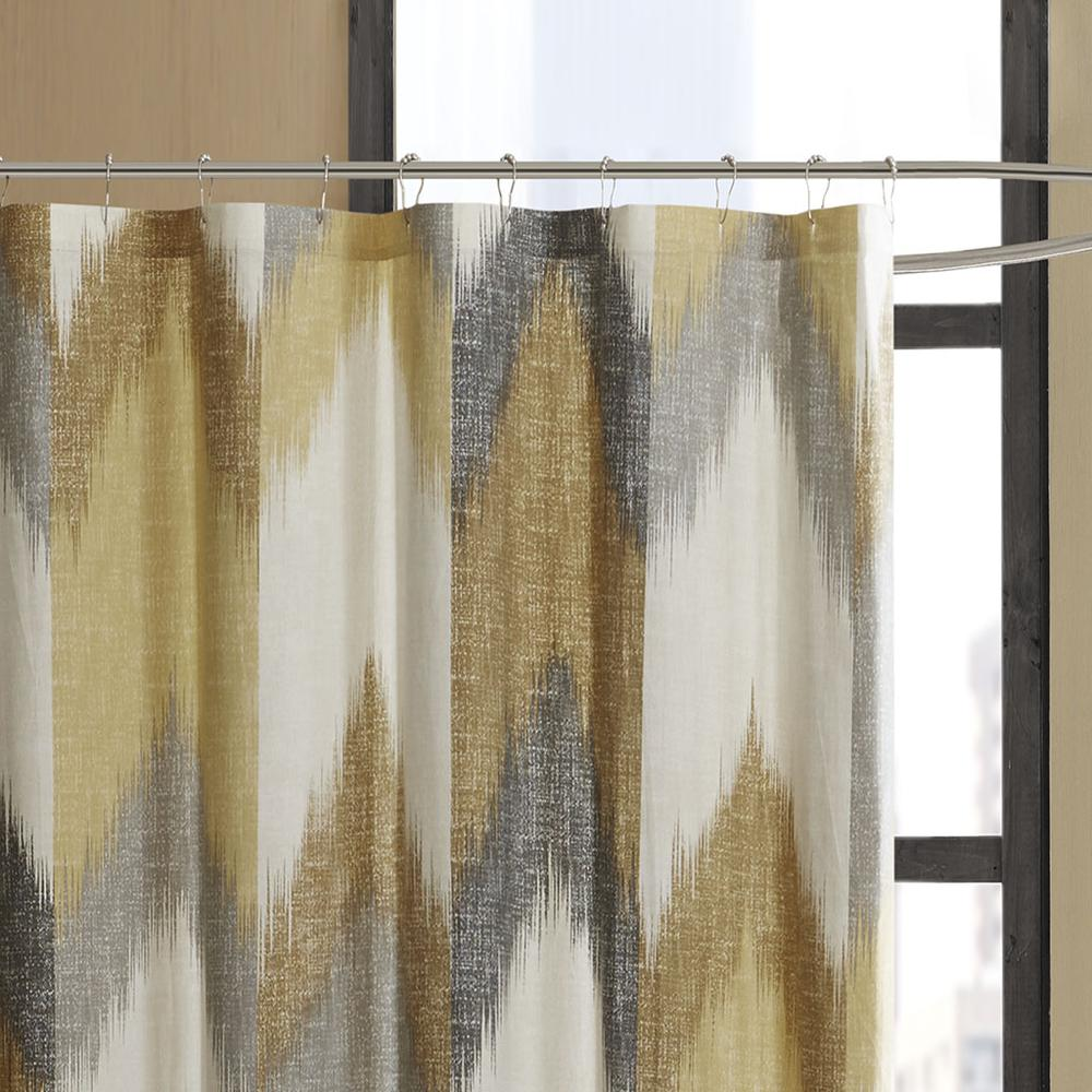 Trendy Yellow Taupe Cotton Printed Shower (72"x72")