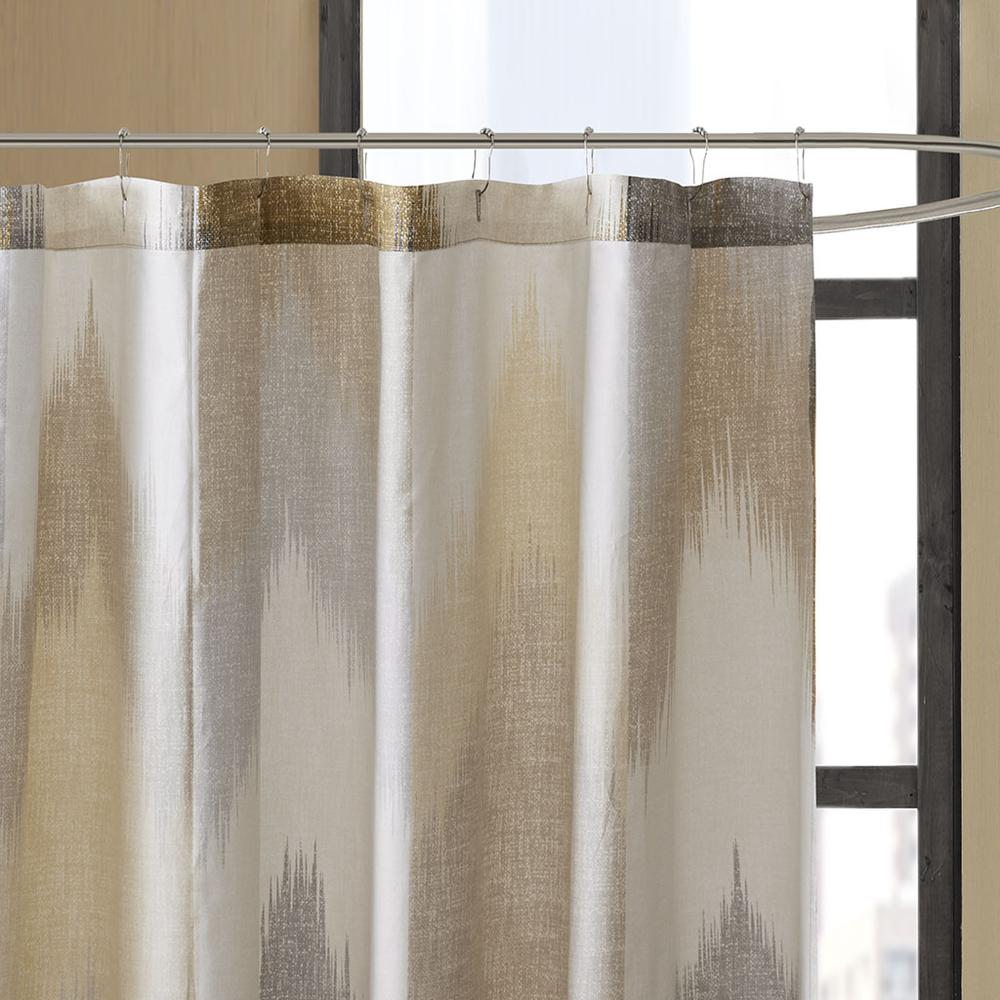 Trendy Yellow Taupe Cotton Printed Shower (72"x72")