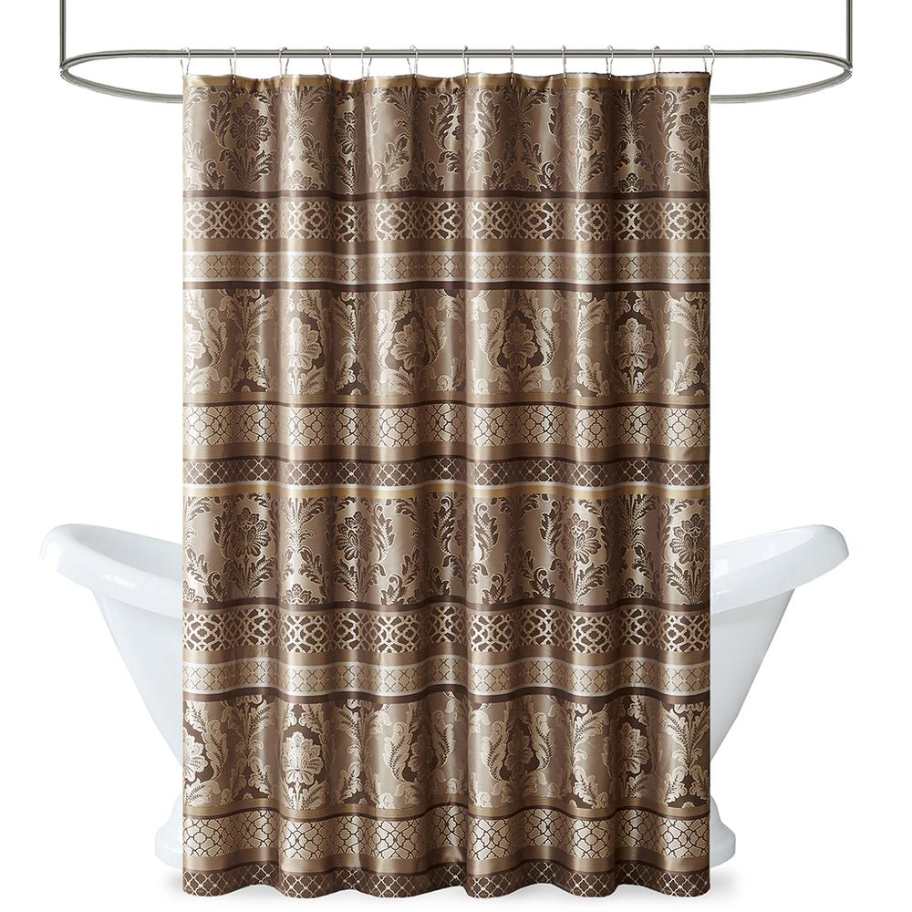 Rich Chocolate Brown Jacquard Shower Curtain (72"x72")