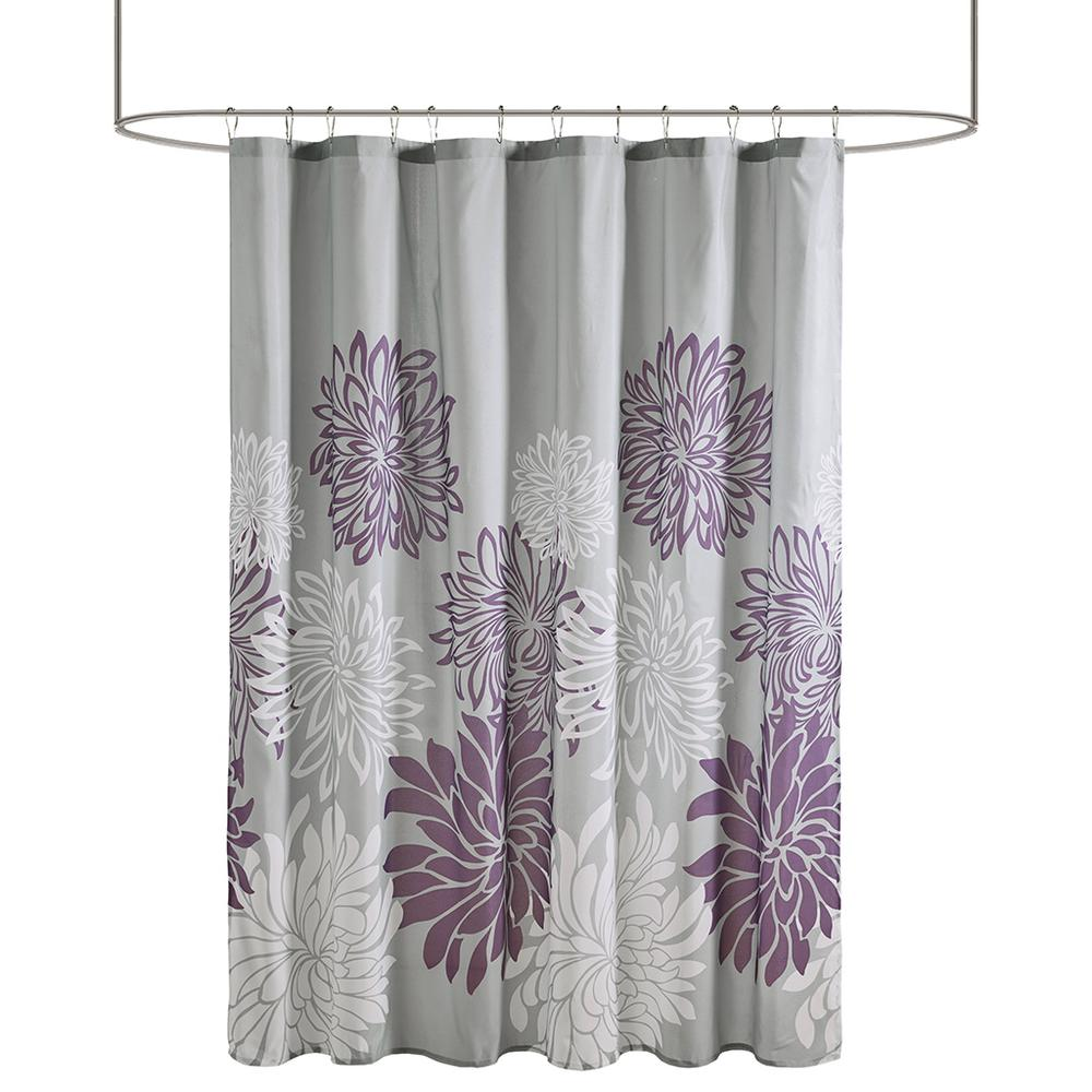 Purple & White - Ultra Soft Floral Haven Shower Curtain (72"x72")