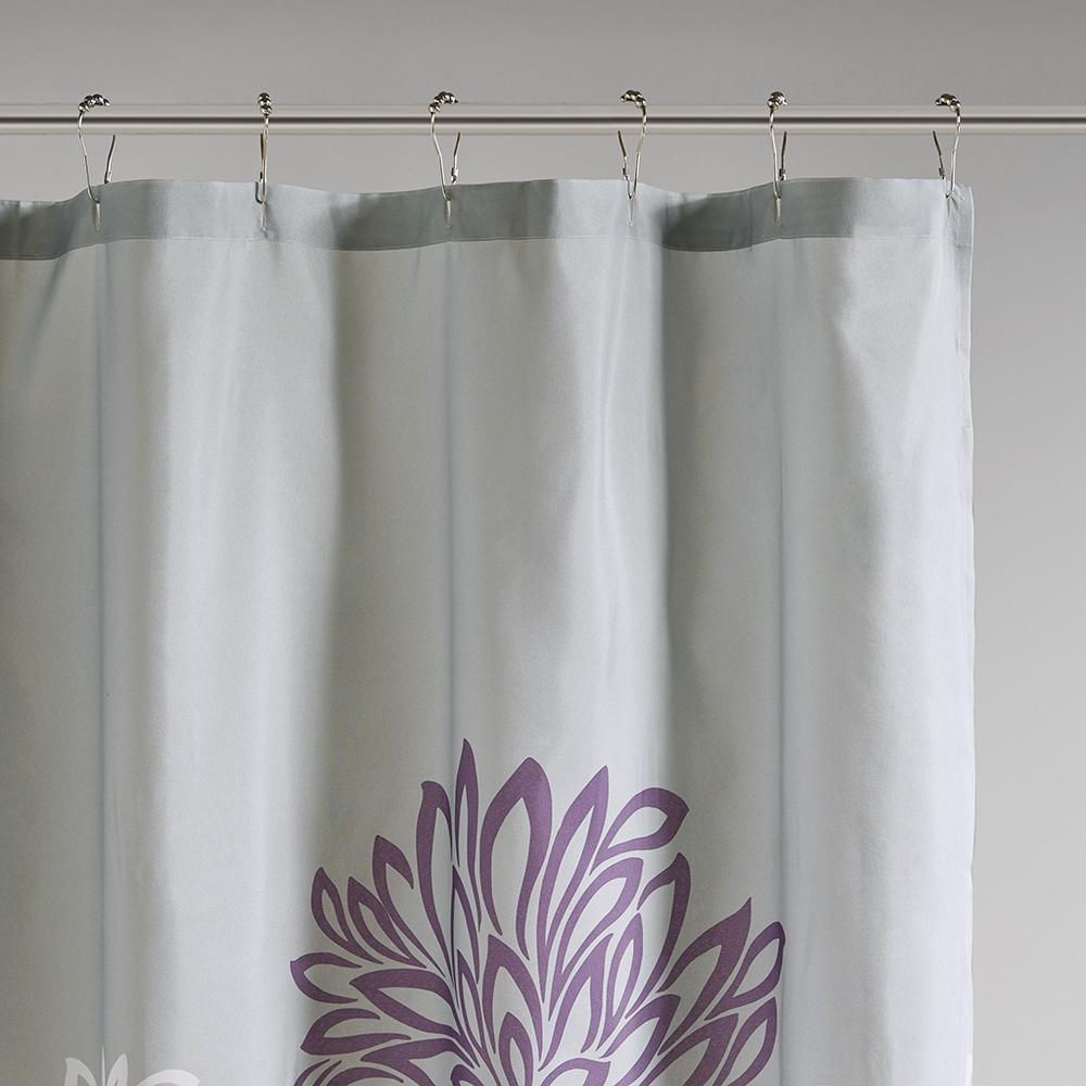 Purple & White - Ultra Soft Floral Haven Shower Curtain (72"x72")