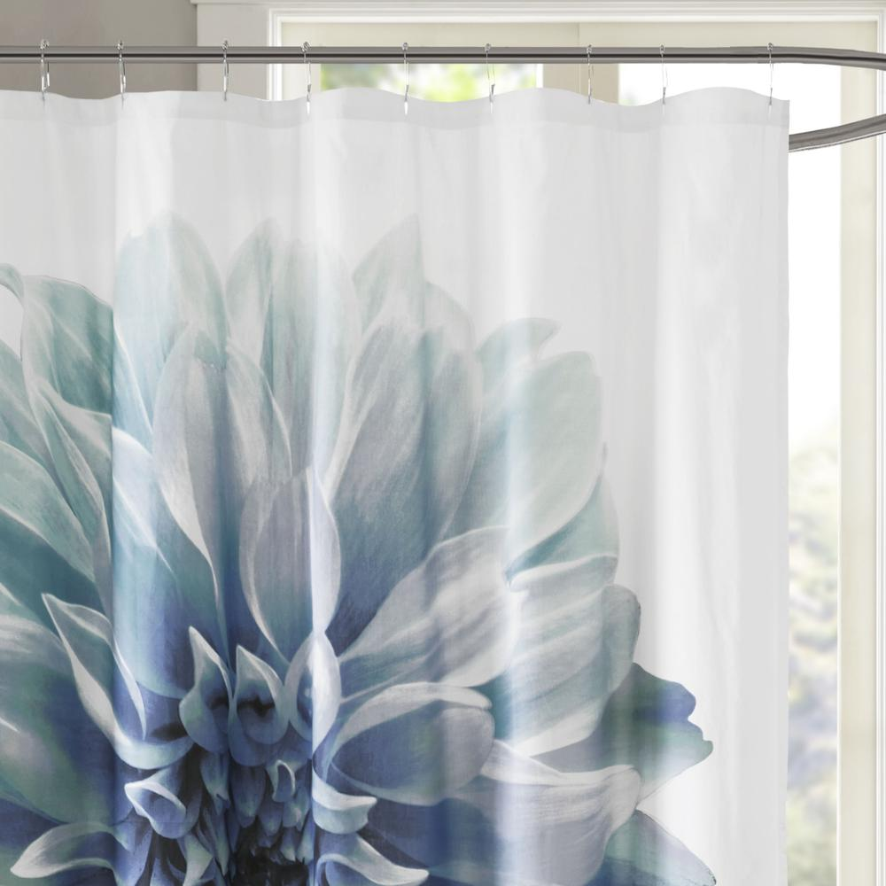 Blue - Serene Petal Cotton Shower Curtain (72"x72")
