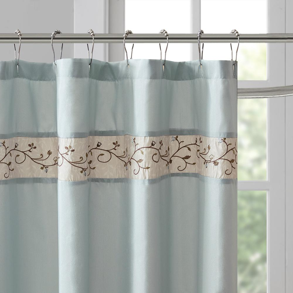 Soft Blue Bliss Floral Shower Curtain (72" x 72")