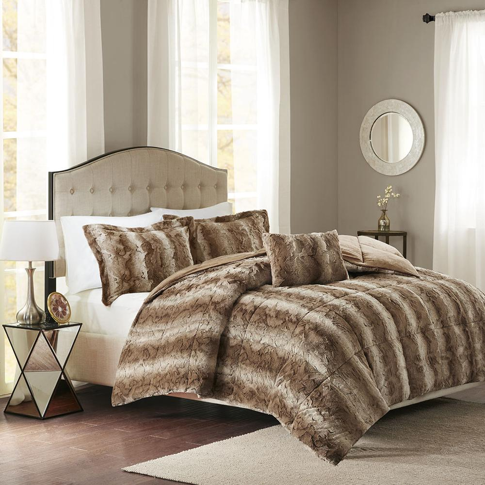 Rustic - Luxurious Soft Faux Fur Comforter Set (4 Piece) King