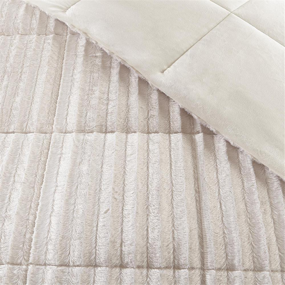 Cream - Luxurious Faux Fur Comforter Set (3 Piece) Full/Queen