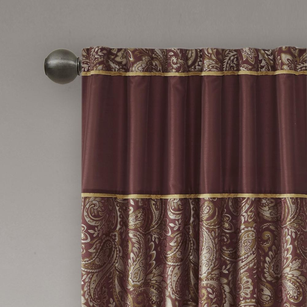 Rich Red/Gold - Luxe Paisley Curtain Jacquard Curtain Panel Pair (108")