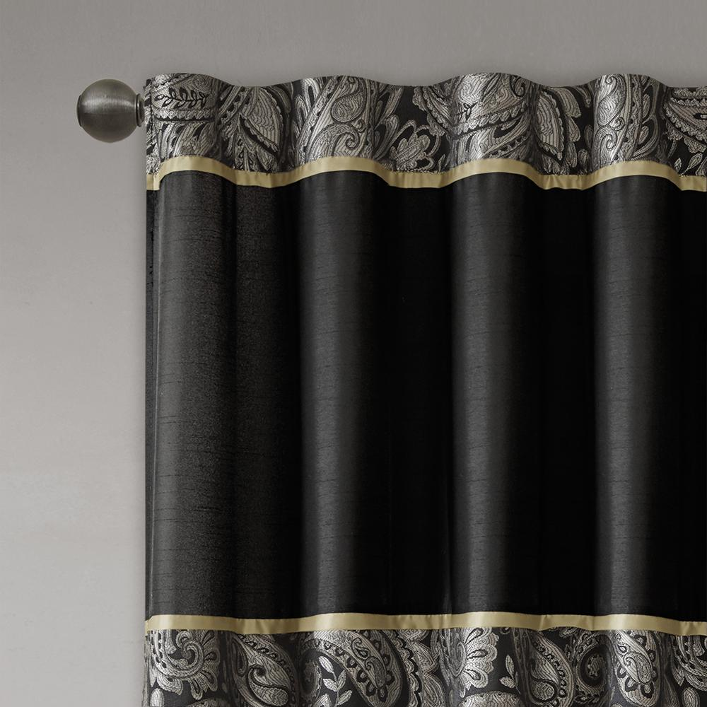 Black/Gold - Luxe Paisley Curtain Jacquard Curtain Panel Pair (84")
