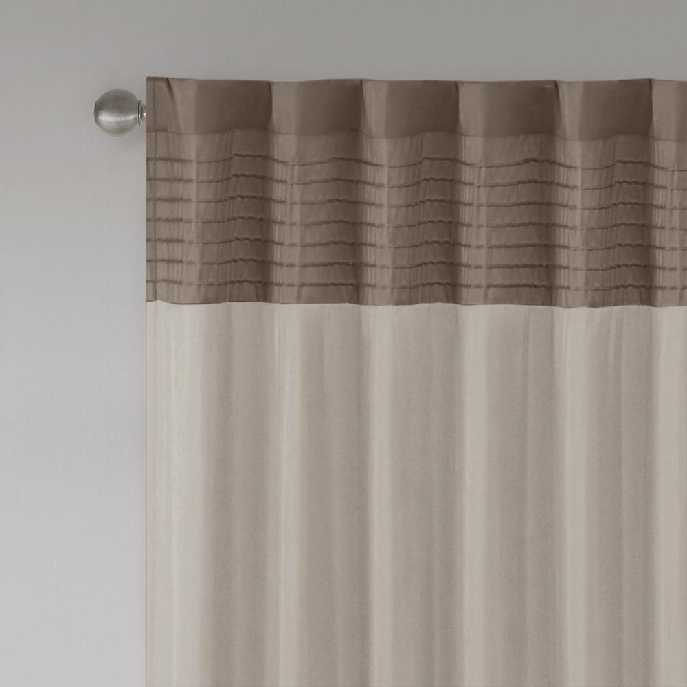 Tan/Red - Contemporary Block Stripe Curtain Panel (84")