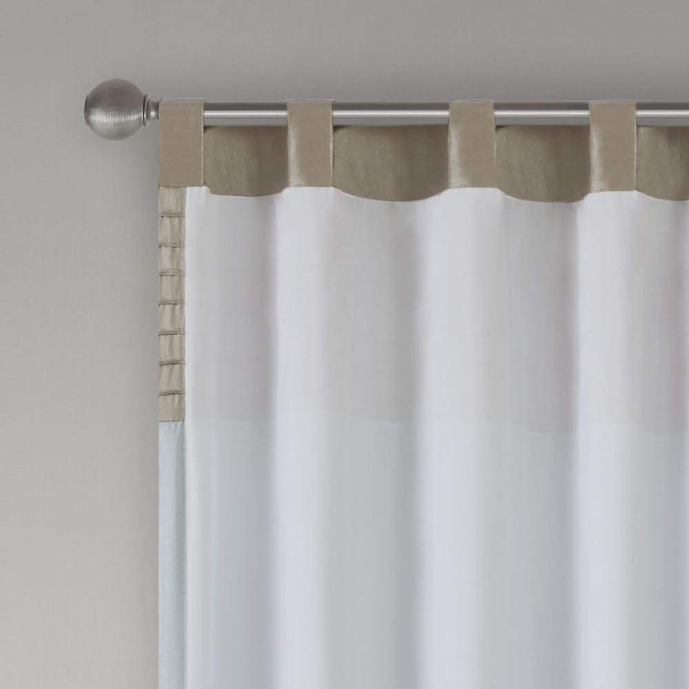 Soft Blue/Taupe - Contemporary Block Stripe Curtain Panel (84")