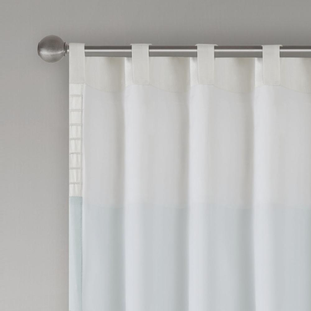 Soft Aqua/Grey - Contemporary Block Stripe Curtain Panel (84")