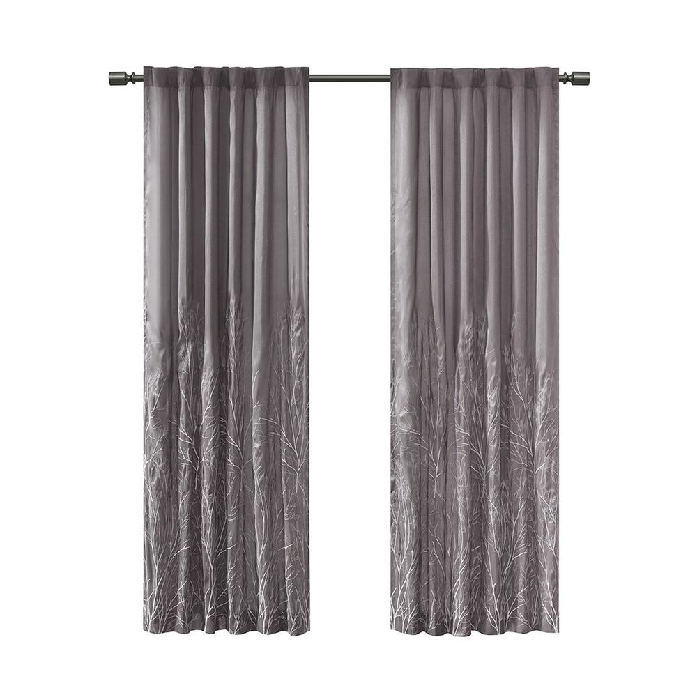 Grey - Nature's Elegance Embroidered Curtain Panel (84")