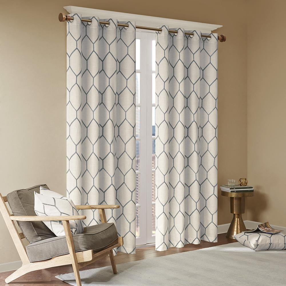 Grey - Urban Geo Embroidered Accent Curtain Panel (95")