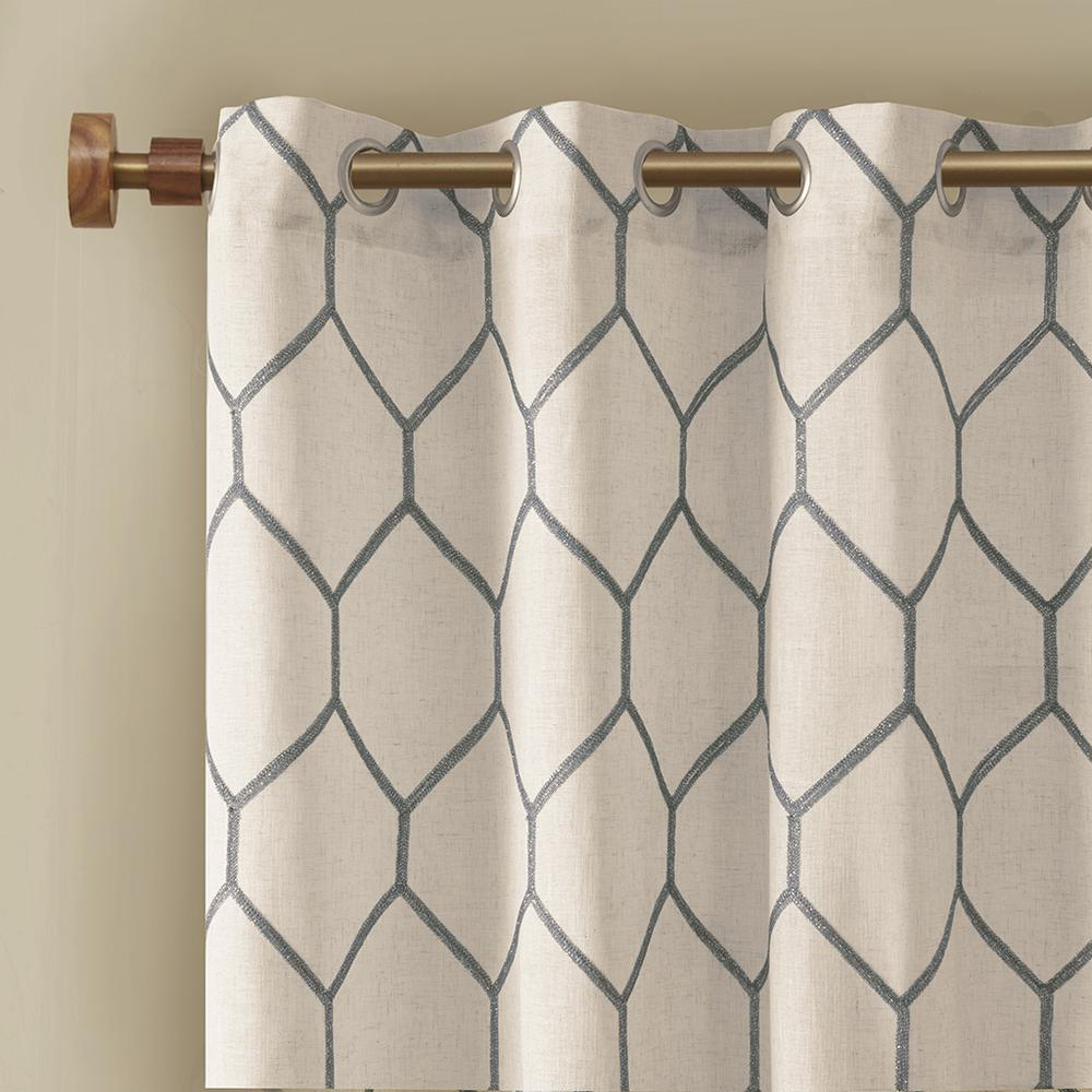 Grey - Urban Geo Embroidered Accent Curtain Panel (95")