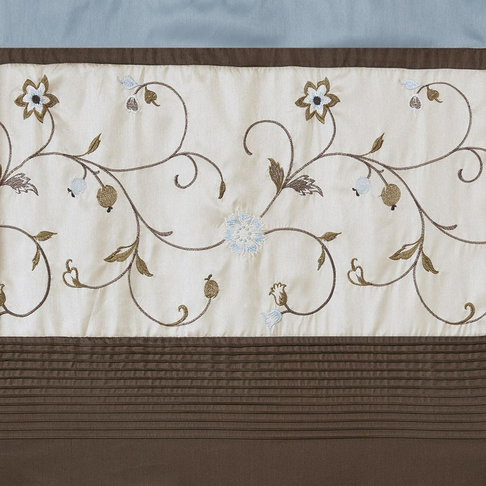 Soft Blue - Bliss Floral Embroidered Curtain Panel (84")