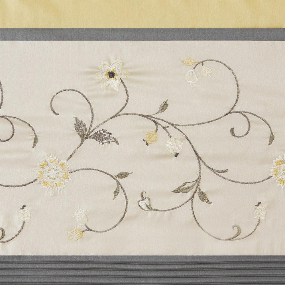 Soft Yellow - Bliss Floral Embroidered Curtain Panel (84")