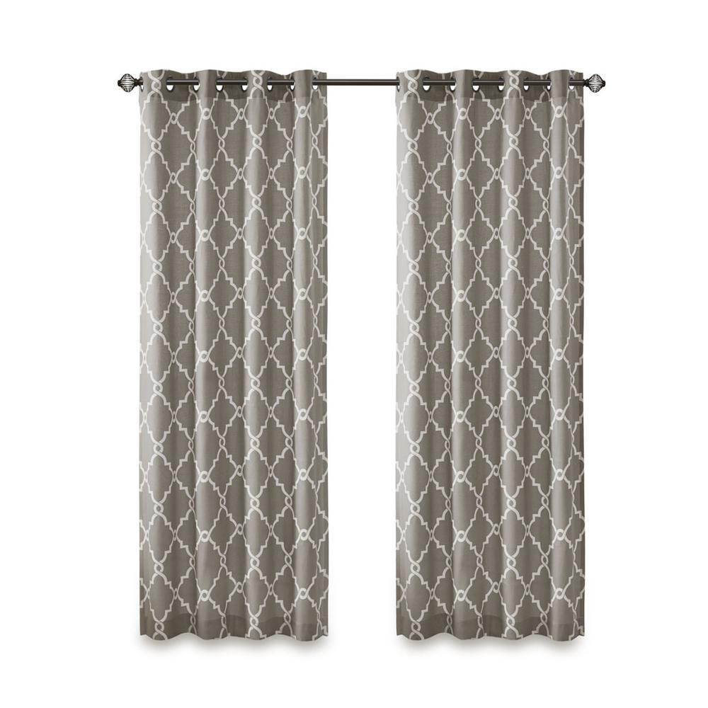 Soft Beige Pattern/Light Grey - Trendy Trellis Design Curtain Panel (108")