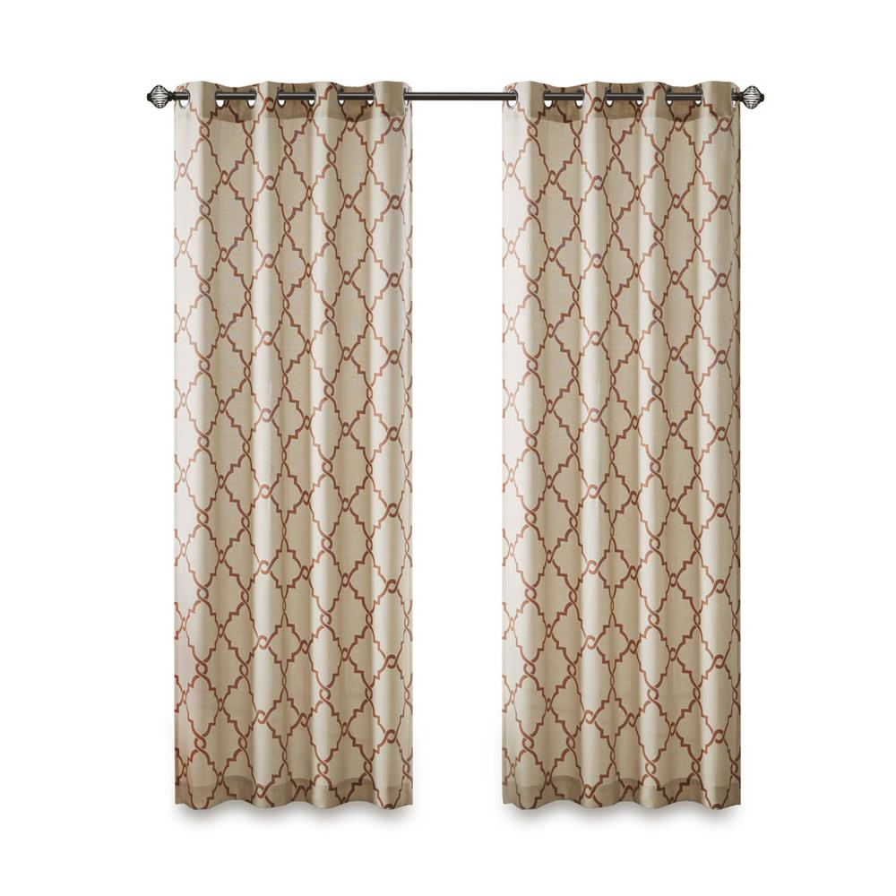 Spice Pattern/Soft Beige - Trendy Trellis Design Curtain Panel (108")