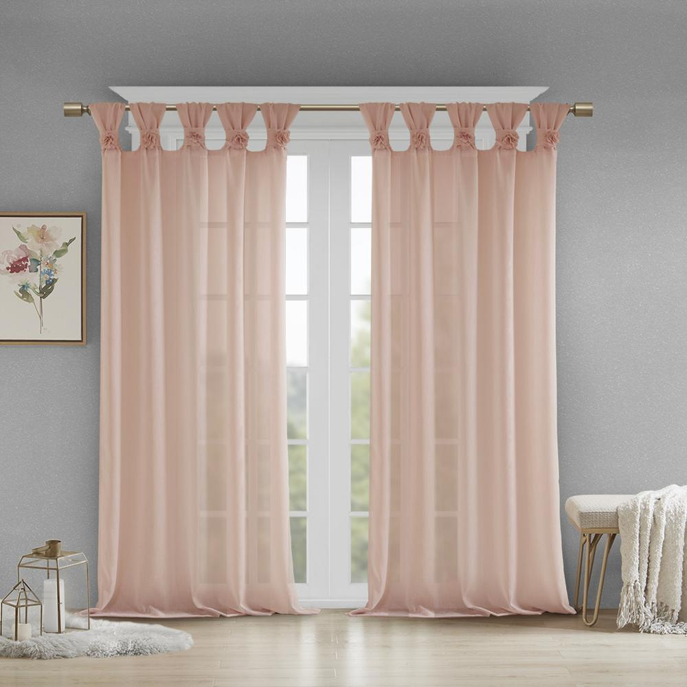 Soft Blush - Chic Blossom Cuff Tab Top Curtain Panel (95")