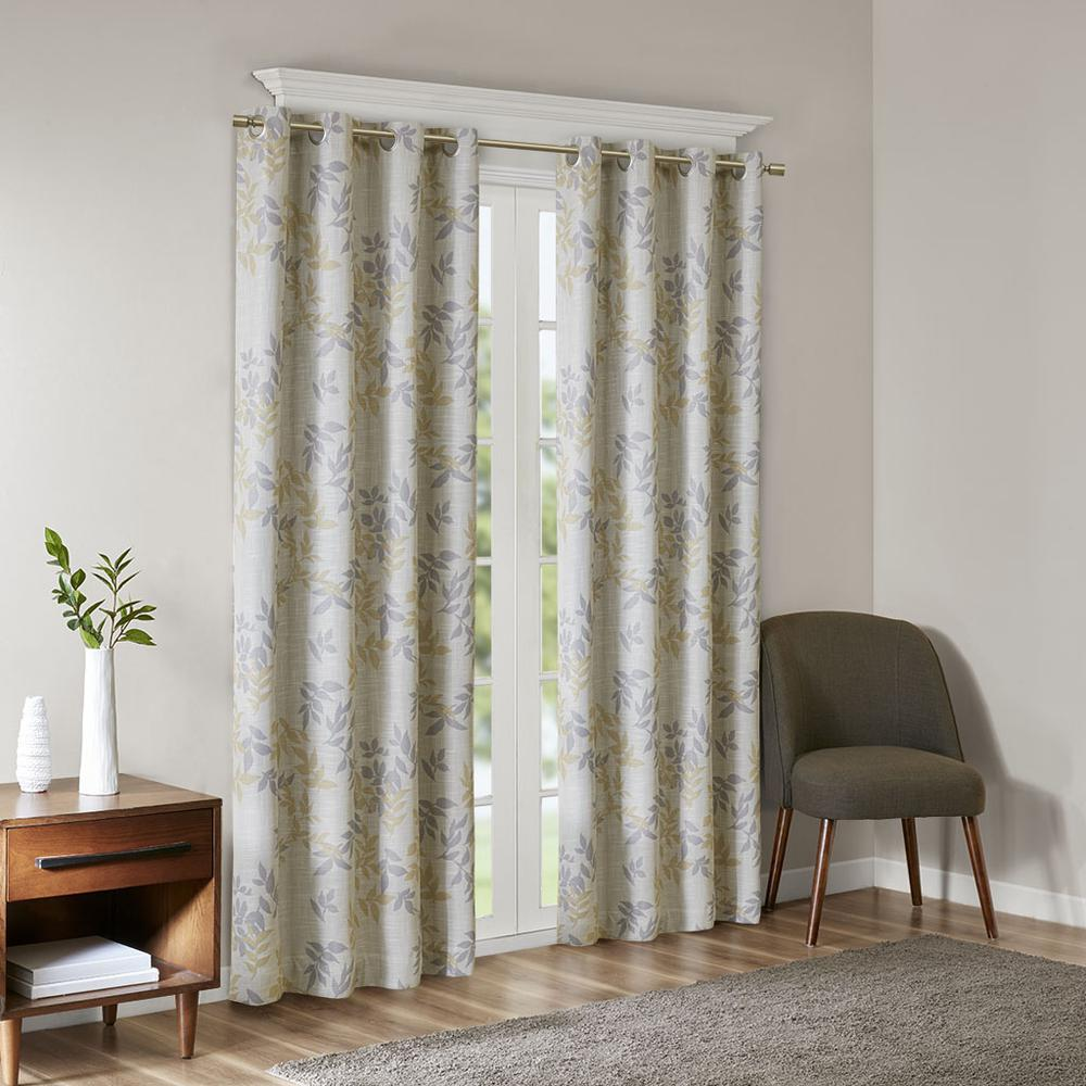 Soothing Yellow/Grey - Botanical Essence Blackout Curtain Panel (95")